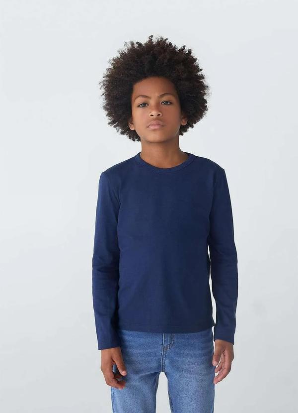 Vista 2 Camiseta Infantil Manga Longa Tam 1 a 16 Azul Hering Hering