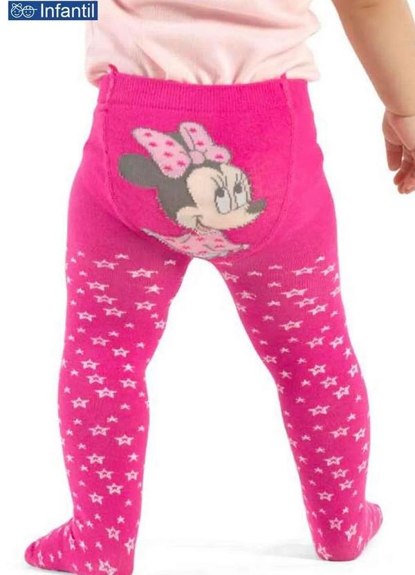 Vista 2 Meia Calça Bebê Minnie Mouse 2527-003 5370-Rosa Disney Disney