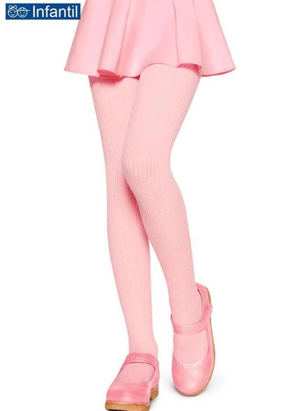 Vista 2 Meia Calça Infantil Fio 70 Winter Lobinha 2597-001 5630-Rosa-Camafeu Lupo Lupo