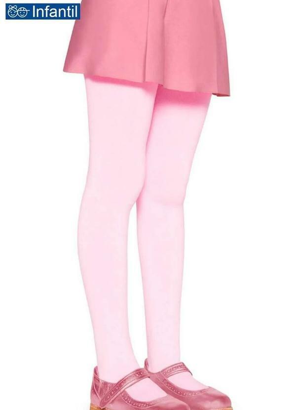 Vista 2 Meia Calça Infantil Fio 80 Opaca Lobinha 2576-001 522-Rosa Lupo Lupo
