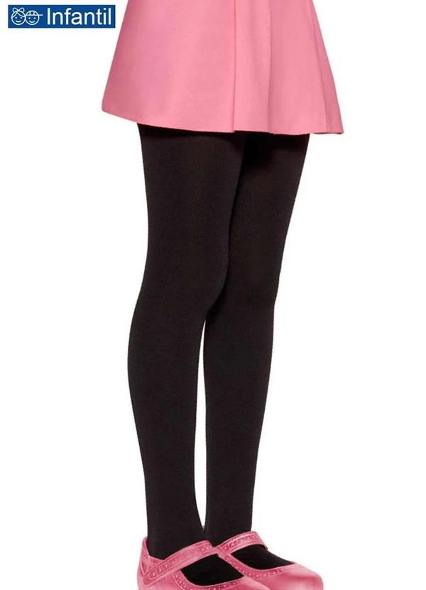 Vista 2 Meia Calça Infantil Fio 80 Opaca Lobinha 2576-001 9990-Preta Lupo Lupo