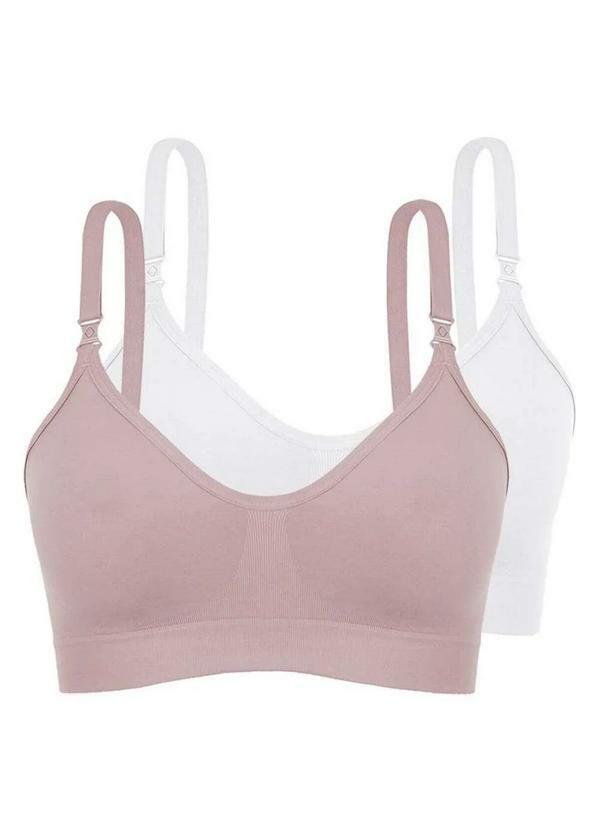 Vista 2 Kit com 2 Sutiã sem Aro e sem Bojo Loba 41028-001 Taça B Nude-Branco Lupo Lupo