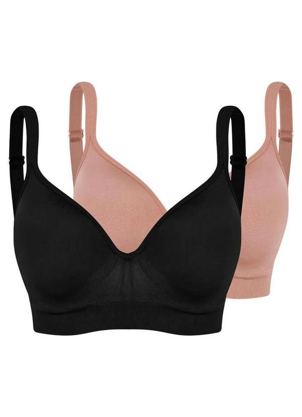 Vista 2 Kit com 2 Sutiãs com Aro e Bojo Trifil 0975 Taça C Preto-Macadâmia TRIFIL
