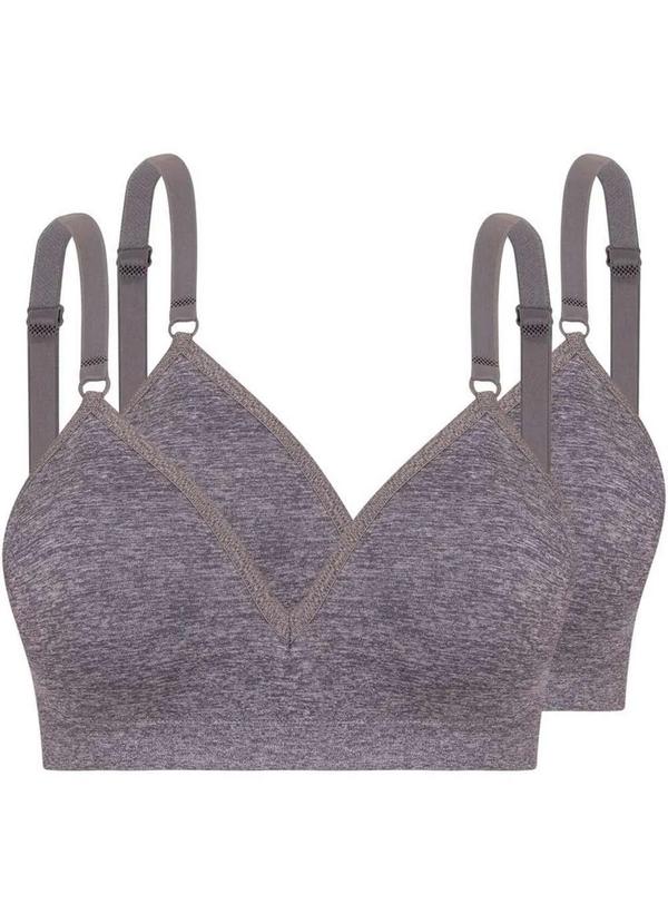 Vista 2 Kit com 2 Sutiãs sem Aro com Bojo Trifil 4935 Taça B Mescla TRIFIL
