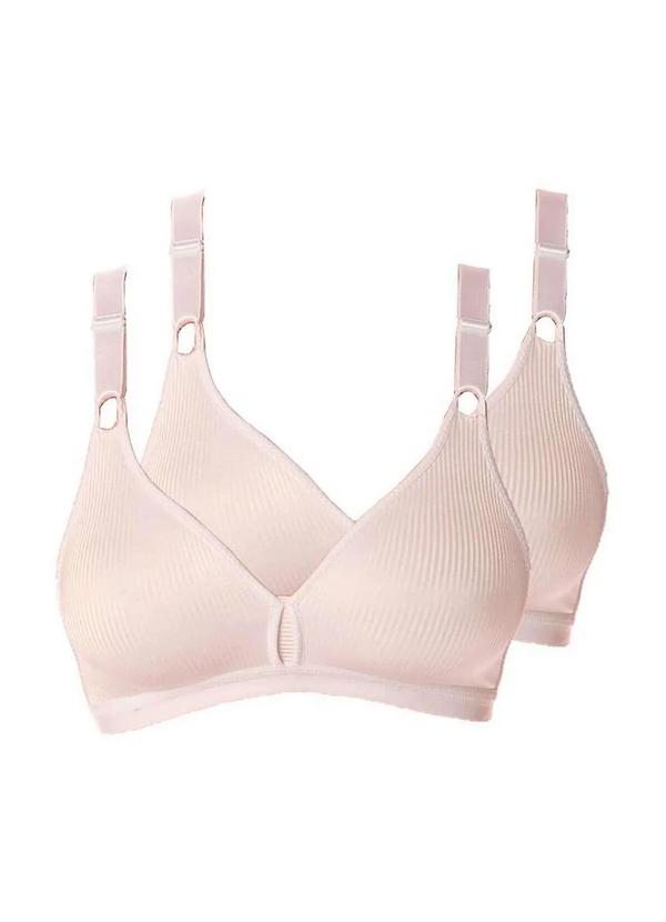 Vista 2 Kit com 2 Sutiãs sem Aro e sem Bojo Demillus 61196/61096 Taça B Bege-Rosado Demillus