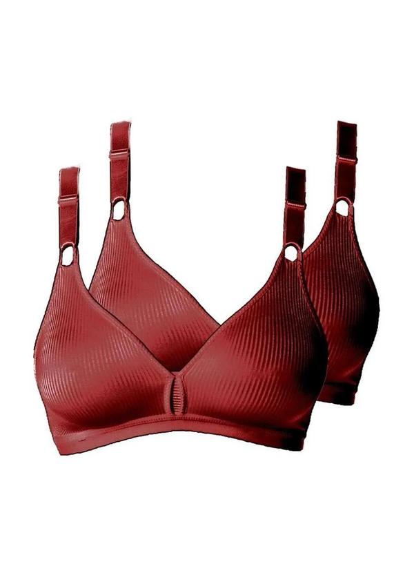 Vista 2 Kit com 2 Sutiãs sem Aro e sem Bojo Demillus 61196/61096 Taça B Vinho-Barolo Demillus