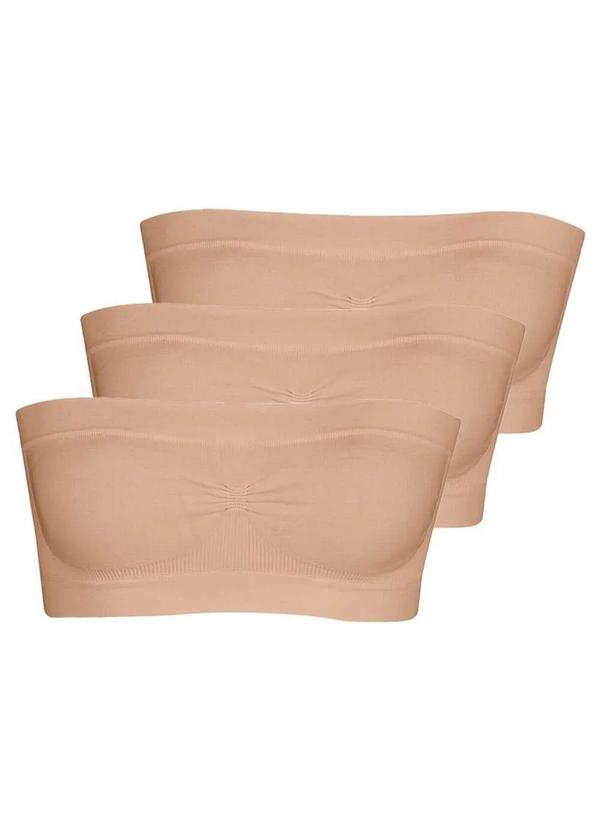 Vista 2 Kit com 3 Faixas sem Aro e sem Bojo Loba 44000-001 Natural Lupo Lupo