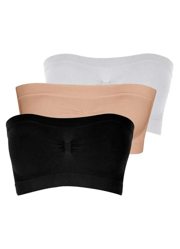 Vista 2 Kit com 3 Faixas sem Aro e sem Bojo Loba 44000-001 Preto-Natural-Branco Lupo Lupo