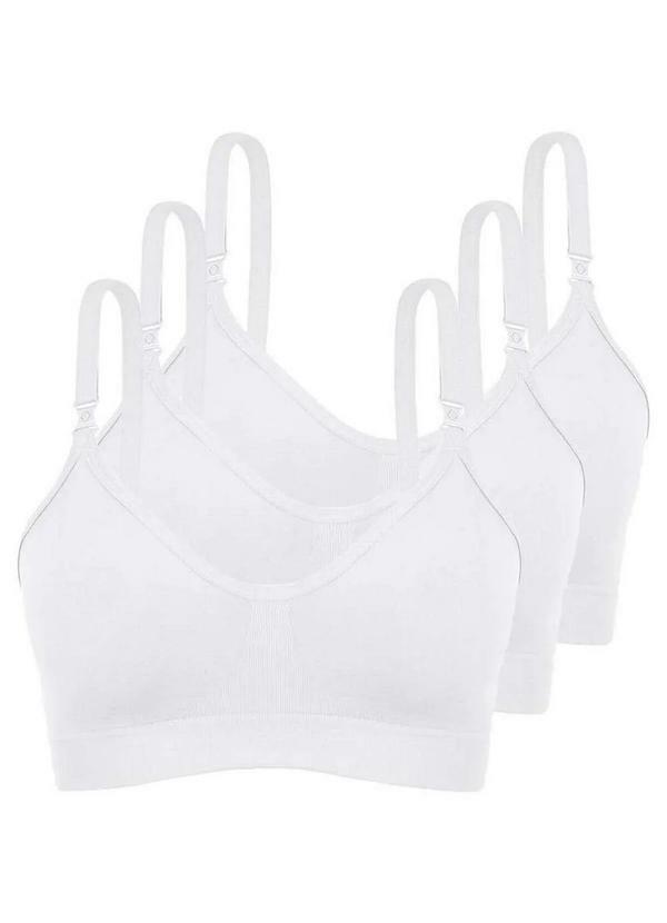 Vista 2 Kit com 3 Sutiã sem Aro e sem Bojo Loba 41028-001 Taça B Branco Lupo Lupo