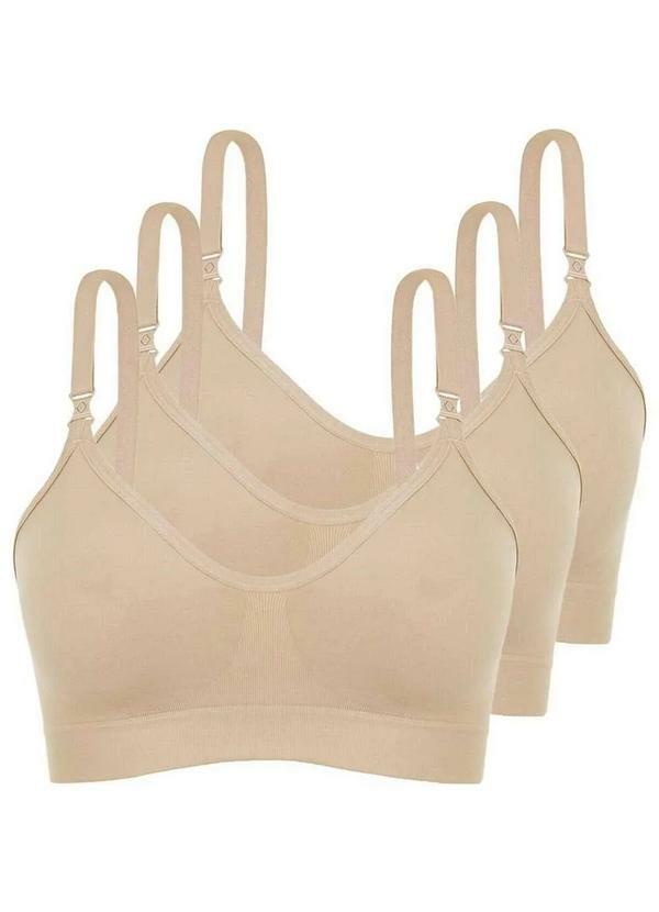 Vista 2 Kit com 3 Sutiã sem Aro e sem Bojo Loba 41028-001 Taça B Natural Lupo Lupo