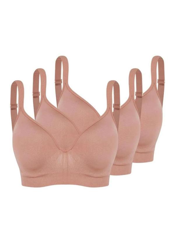 Vista 2 Kit com 3 Sutiãs com Aro e Bojo Trifil 0975 Taça C Macadâmia TRIFIL