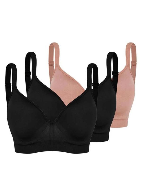 Vista 2 Kit com 3 Sutiãs com Aro e Bojo Trifil 0975 Taça C Preto-Macadâmia TRIFIL