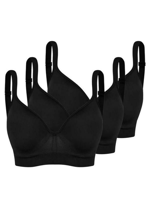 Vista 2 Kit com 3 Sutiãs com Aro e Bojo Trifil 0975 Taça C Preto TRIFIL