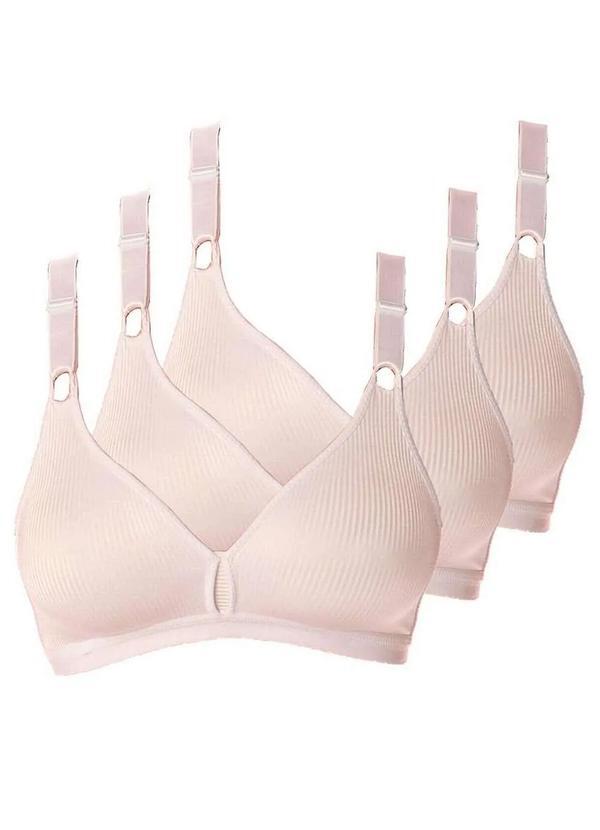 Vista 2 Kit com 3 Sutiãs sem Aro e sem Bojo Demillus 61196/61096 Taça B Branco Demillus