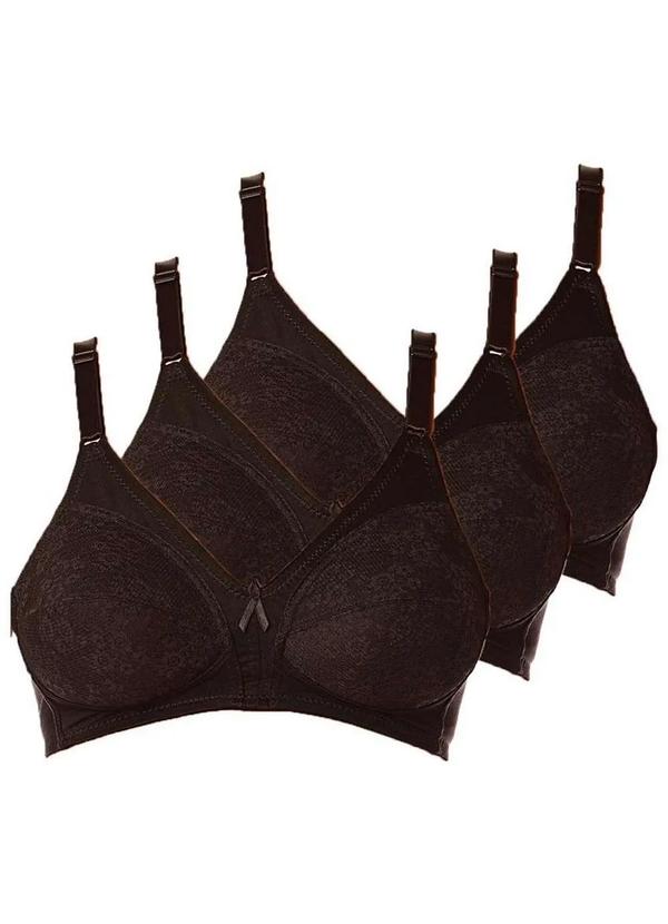 Vista 2 Kit com 3 Sutiãs Sustentação Colonial Demillus 61383/78383 Taça B Preto Demillus