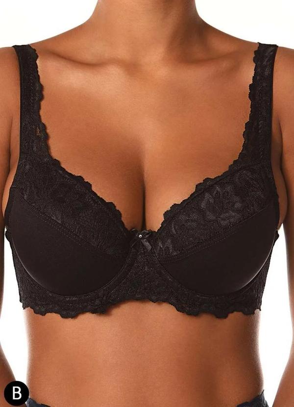 Sutiã com Aro e Bojo Iridien Preto Demillus 65204/65104 Taça B