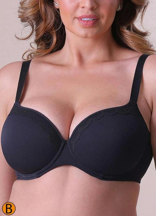 Vista 2 Sutiã com Aro e Bojo Liz 51925 Taça B 71-Preto Liz