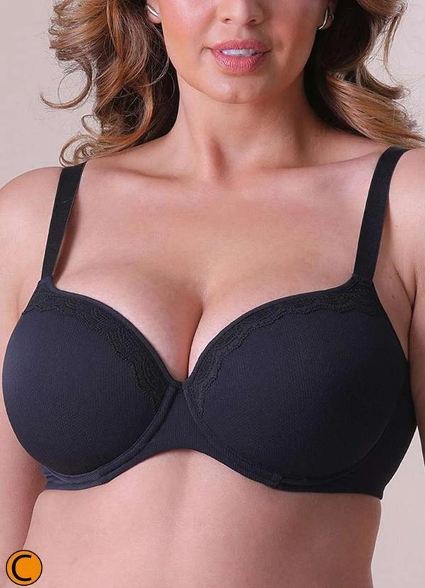 Vista 2 Sutiã com Aro e Bojo Liz 51925 Taça C 71-Preto Liz