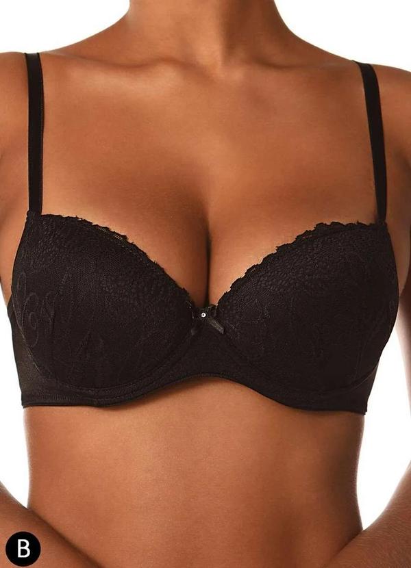 Vista 2 Sutiã com Aro e Bojo Nova Gemma Demillus 67249 Taça B 27-Preto Demillus