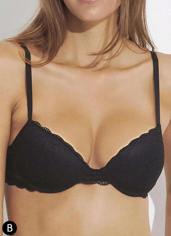 Sutiã com Aro e Bojo Push Up Bonjour B2590 Pto-Preto