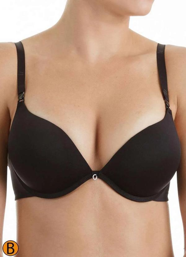 Vista 2 Sutiã com Aro e Bojo Push Up Liz 51384 Taça B 71-Preto Liz