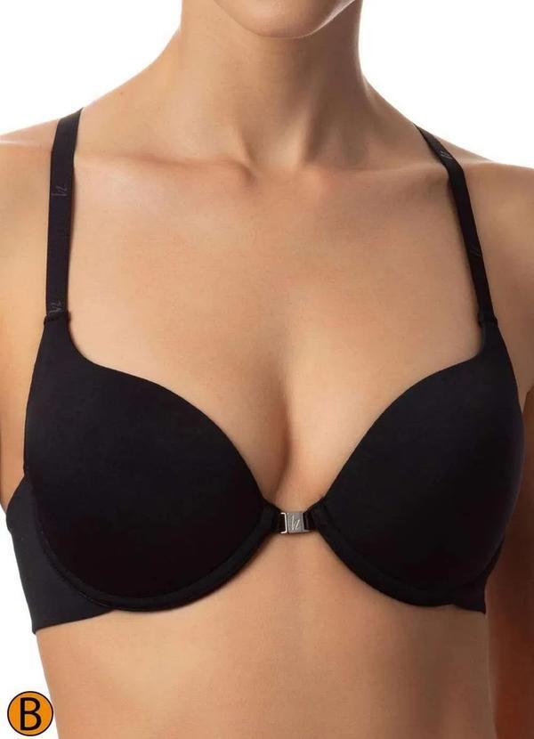 Vista 2 Sutiã com Aro e Bojo Push Up Liz 51385 Taça B 71-Preto Liz