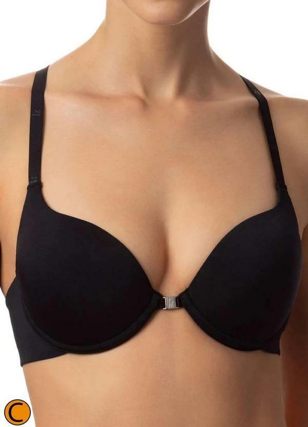 Vista 2 Sutiã com Aro e Bojo Push Up Liz 51385 Taça C 71-Preto Liz