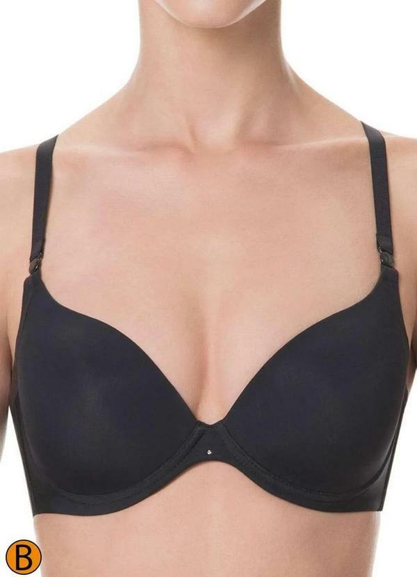Vista 2 Sutiã com Aro e Bojo Push Up Liz 51690 Taça B 71-Preta Liz