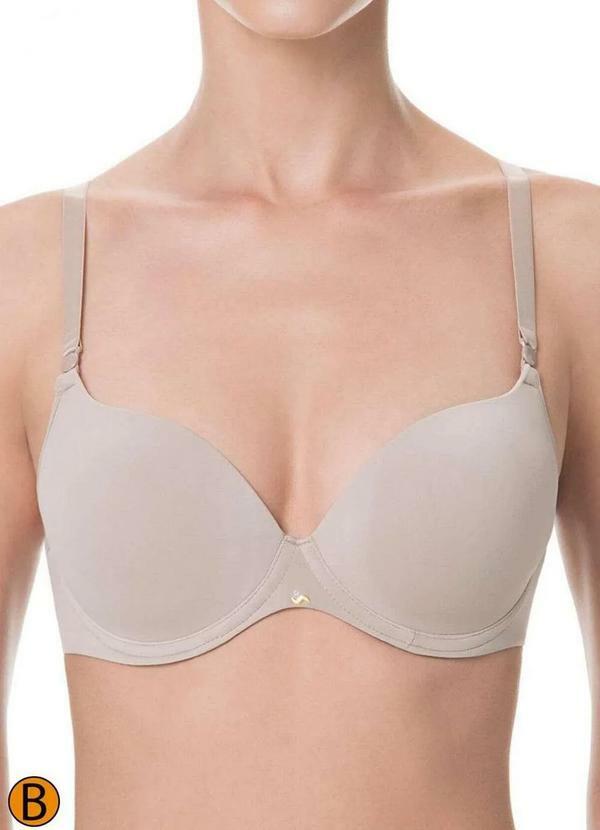 Sutiã com Aro e Bojo Push Up Bege Liz 51805 Taça B