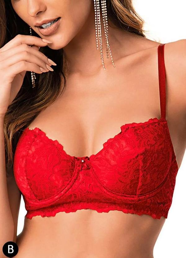 Vista 2 Sutiã com Aro e sem Bojo Candy Baby Demillus 64291 Taça B 06-Carmim Demillus