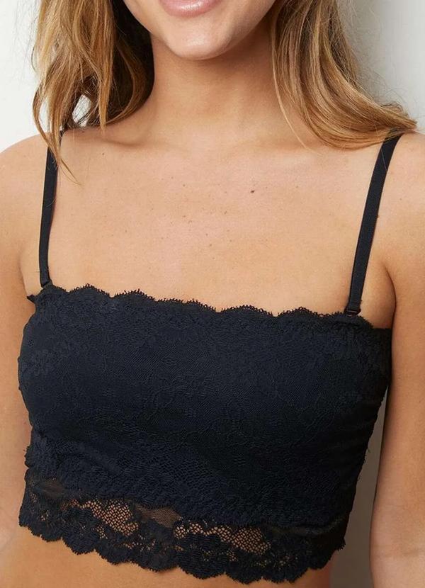 Top Rendado sem Aro e sem Bojo Darling 314.99 Pre-Preto
