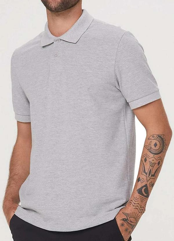 Vista 2 Camiseta Polo Masculina Hering N3a7 M2h-Cinza Hering