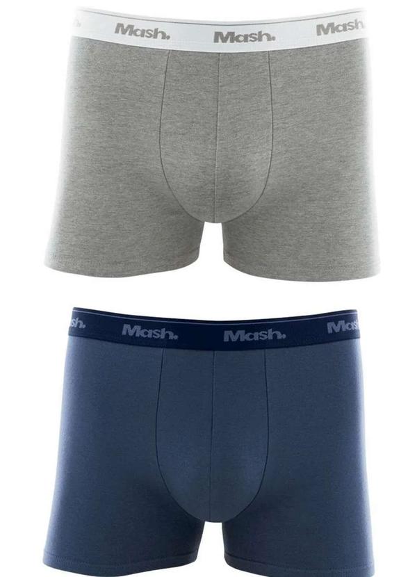 Vista 2 Kit/2 Cueca Boxer Mash 110.04 Cotton Az20-Cinza/Azul MASH