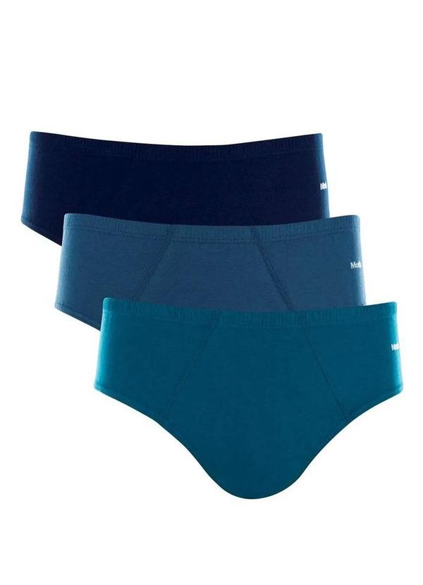 Kit/3 Cueca Slip Mash 010.20 Az07-Marinho/Azul/Azul
