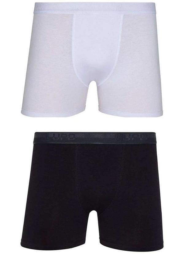 Vista 2 Kit com 2 Cuecas Boxer Lupo 784-088 0905-Branco-Preto Lupo