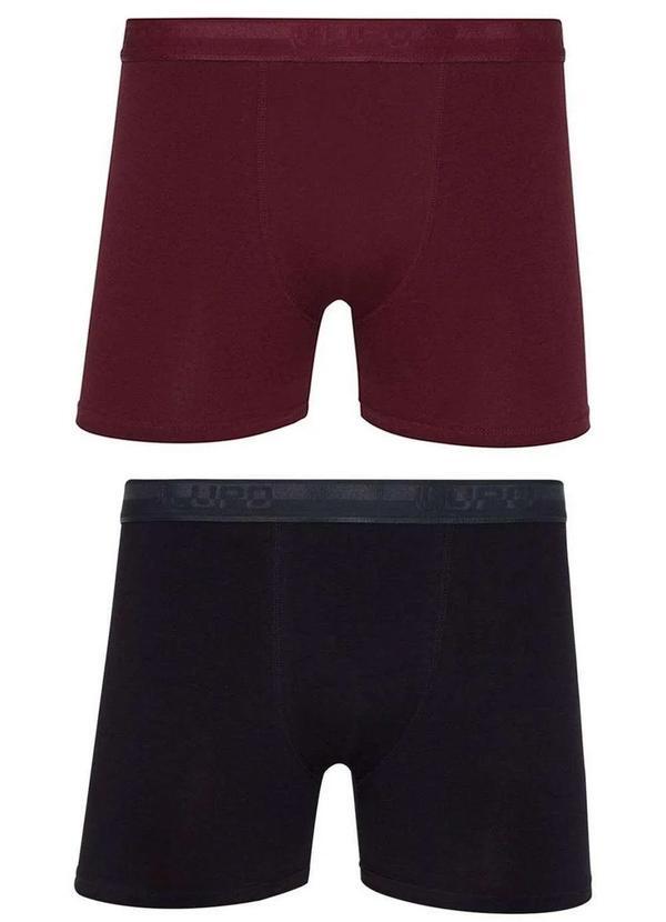Vista 2 Kit com 2 Cuecas Boxer Lupo 784-088 0906-Marsala-Preto Lupo