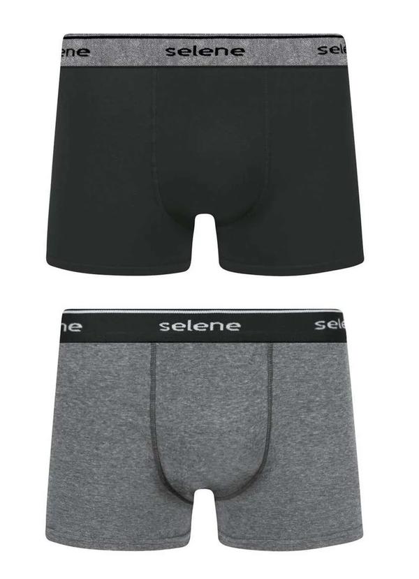 Vista 2 Kit com 2 Cuecas Boxer Selene 11450-001 995-Preto-Preto-Mescla SELENE