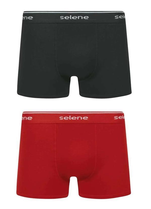 Vista 2 Kit com 2 Cuecas Boxer Selene 11450-001 999-Preto-Vermelho SELENE