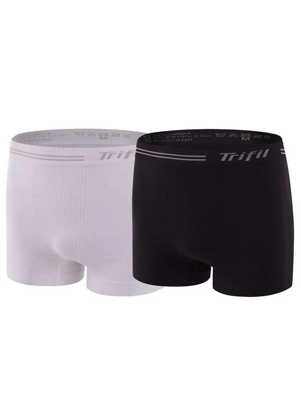 Vista 2 Kit com 2 Cuecas Boxer Trifil Ce 0277 0007-Branco/Preto TRIFIL