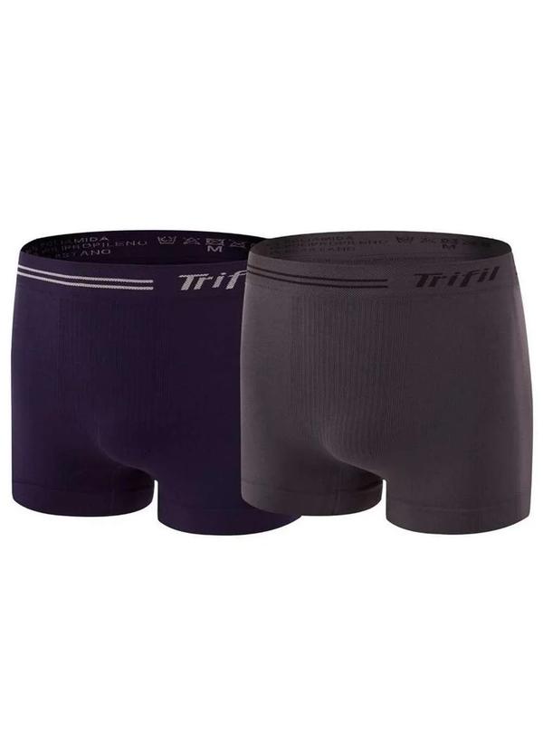 Vista 2 Kit com 2 Cuecas Boxer Trifil Ce 0277 0010-Azul-Marinho/Cinza-Chumbo TRIFIL