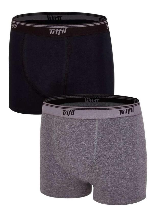 Vista 2 Kit com 2 Cuecas Boxer Trifil Qe 5326 0015-Preto/Cinza-Mescla TRIFIL