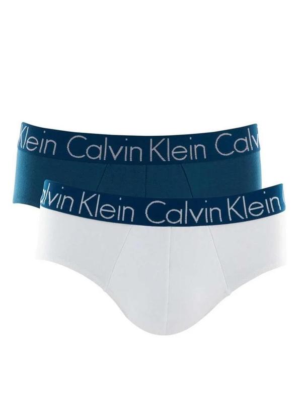 Kit com 2 Cuecas Calvin Klein C11.03 Az07-Azul-Petroleo/Branco