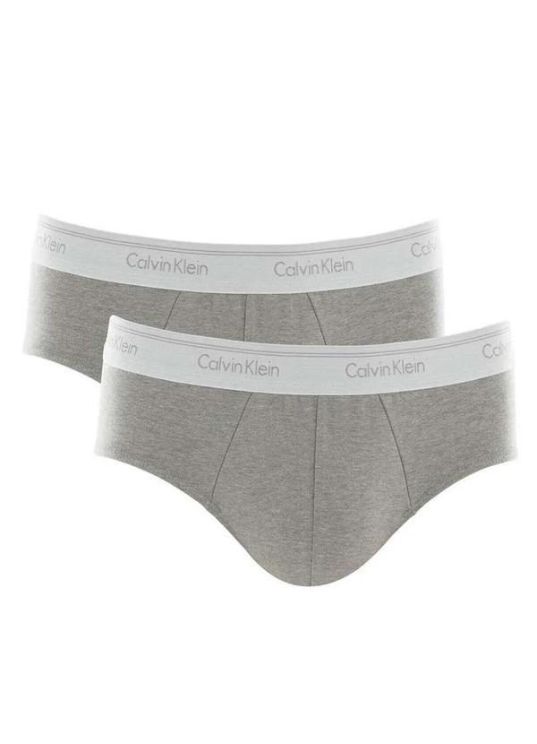 Kit com 2 Cuecas Slip Calvin Klein C11.01 Cz05-Cinza