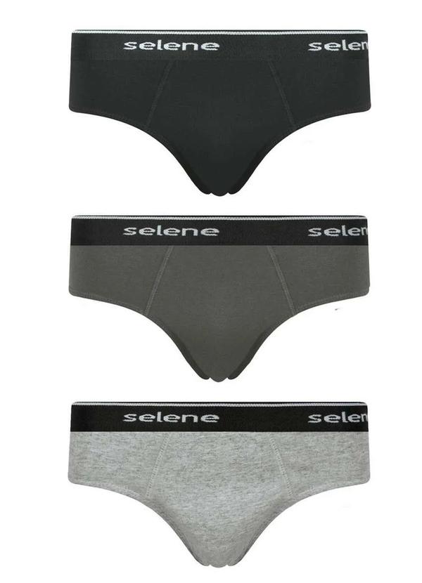 Kit com 3 Cuecas Selene Slip 11900-001 997-Preto/Chumbo/Cinza-Mescla