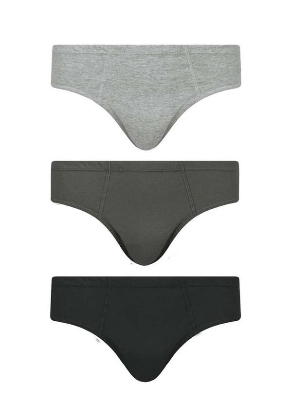 Vista 2 Kit com 3 Cuecas Slip Selene 11910-001 997-Cinza-Mescla/Chumbo/Preto SELENE