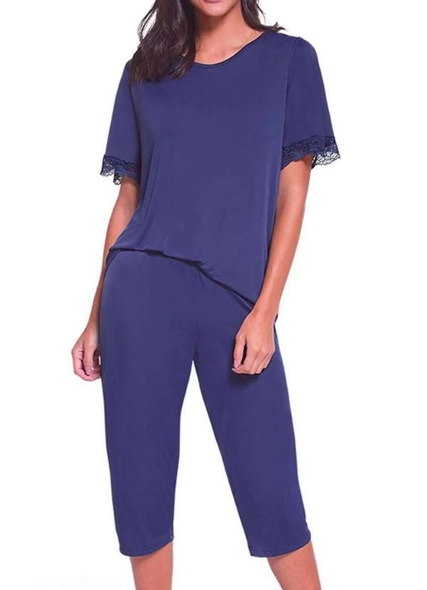 Vista 2 Pijama Feminino Curto Lupo 24297-001 2800-Marinho Lupo