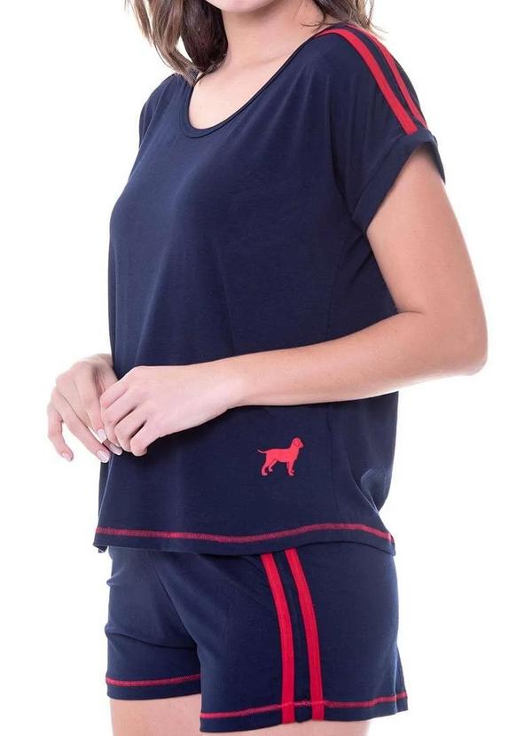 Vista 2 Pijama Feminino Curto Podiun 225068 Marinho-Vermelho Podiun
