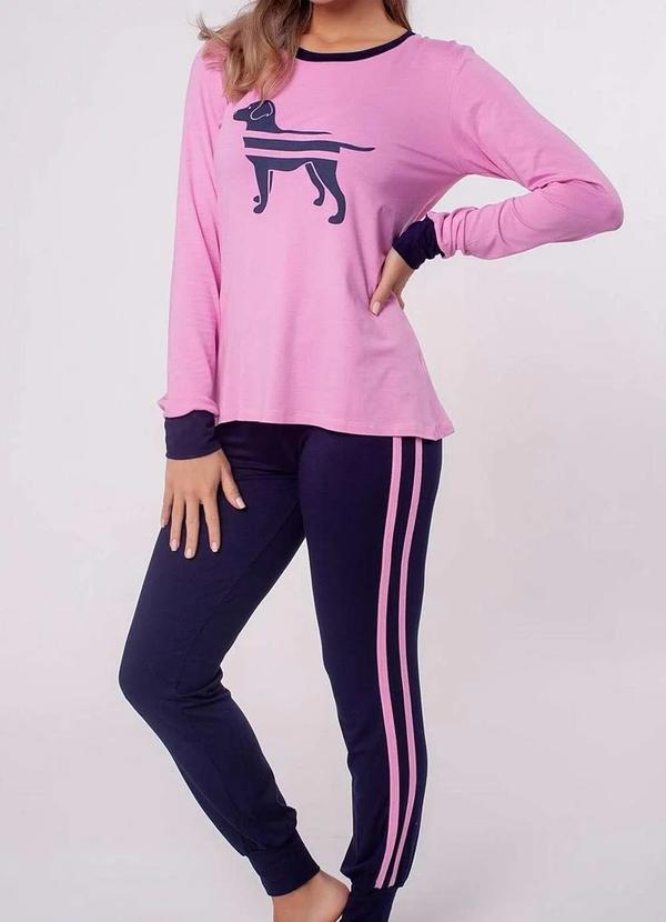 Vista 2 Pijama Feminino Longo Podiun 225173 Marinho Podiun