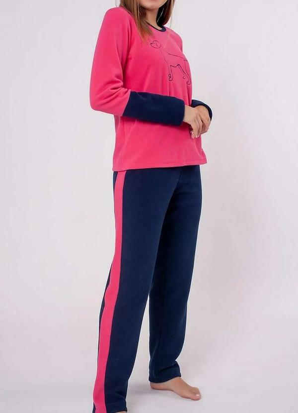 Vista 2 Pijama Feminino Longo Podiun 225185 Marinho Podiun