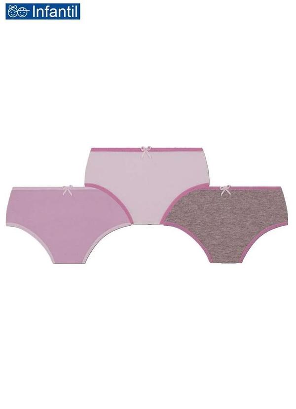 Vista 2 Kit com 3 Calcinhas Lobinha 18101-089 Infantil 0900-Lilás-Branco-Cinza Lupo Lupo